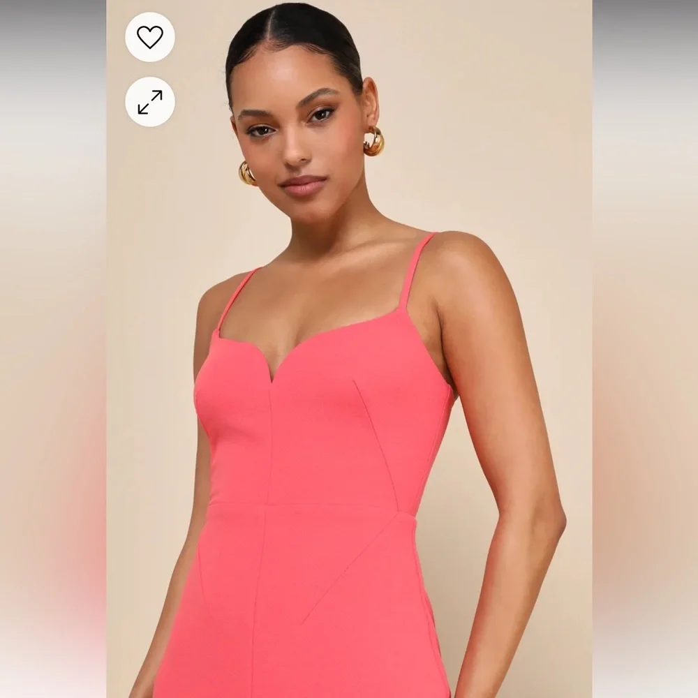 NWT Lulu’s Impressive Glamour Coral Pink Sleeveless Column Maxi Dress - Picture 4 of 7